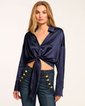 Silk Crop Top for High-Waisted Trousers