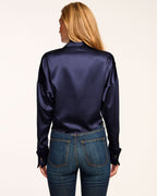 Silk Crop Top for High-Waisted Trousers