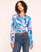 Elevated Silky Button-Up Blouse with Stretch