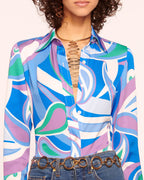 Elevated Silky Button-Up Blouse with Stretch