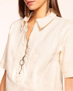 Short Sleeve Denim Mini Shift Dress