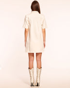 Short Sleeve Denim Mini Shift Dress