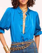 High Collar Satin Bodysuit for Date Night
