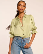 High Collar Satin Bodysuit for Date Night