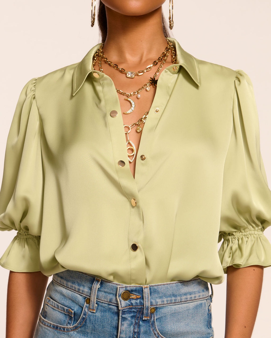 High Collar Satin Bodysuit for Date Night