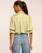 High Collar Satin Bodysuit for Date Night