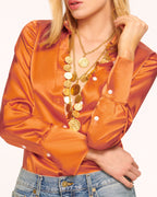 Elevated Silky Button-Up Blouse with Stretch