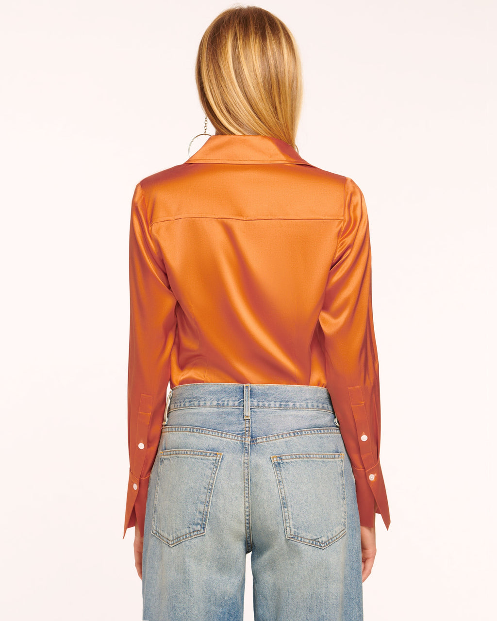 Elevated Silky Button-Up Blouse with Stretch