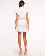 Sweet Bow-collar Flutter Sleeve Meeting Dress