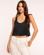 Satin Racerback Top with Scoop Neck for Effortless Jewelry Showcase