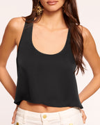 Satin Racerback Top with Scoop Neck for Effortless Jewelry Showcase