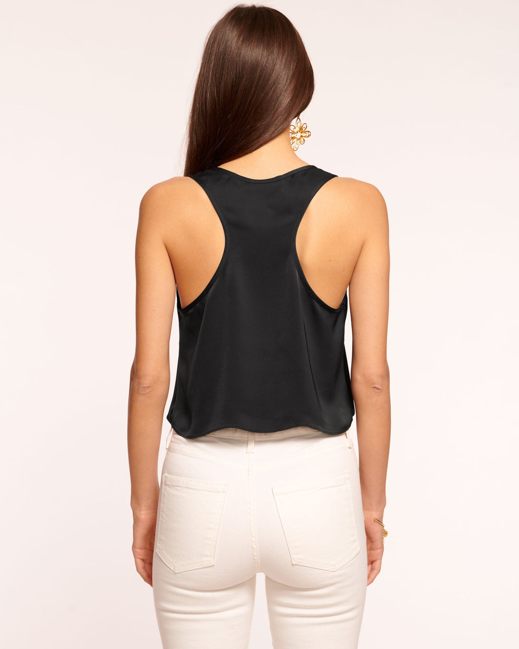 Satin Racerback Top with Scoop Neck for Effortless Jewelry Showcase