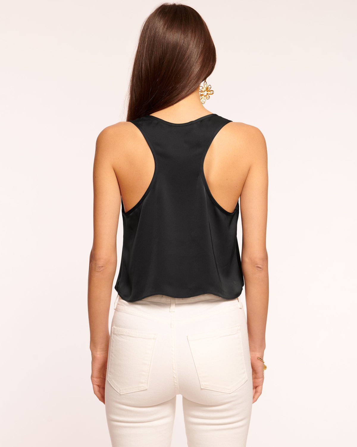 Satin Racerback Top with Scoop Neck for Effortless Jewelry Showcase