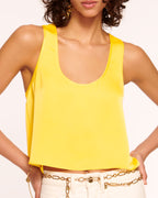 Satin Racerback Top with Scoop Neck for Effortless Jewelry Showcase