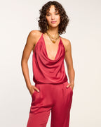 Satin Cowl Halter Top