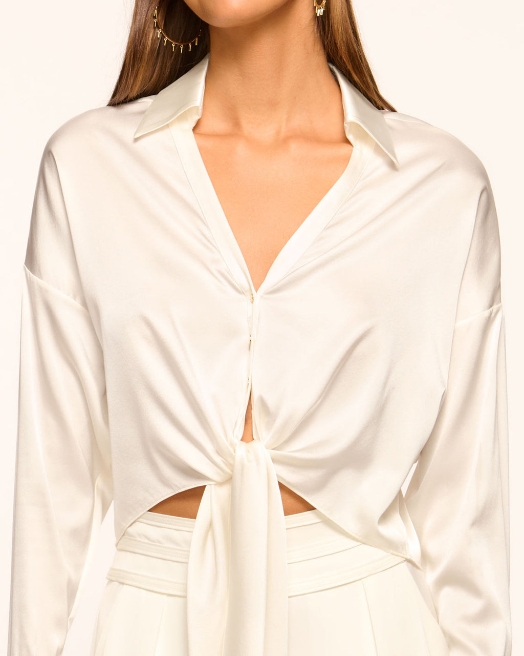 Silk Crop Top for High-Waisted Trousers