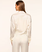 Silk Crop Top for High-Waisted Trousers