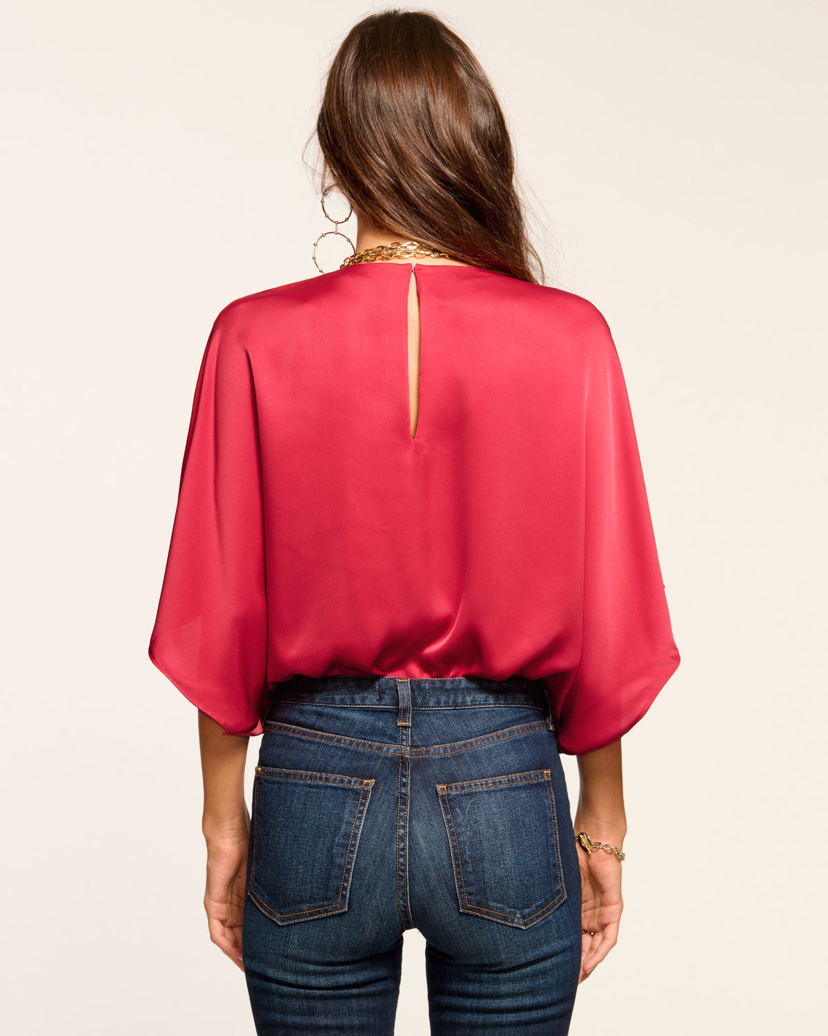 Satin V-Neck Top for Casual Outings with Girls