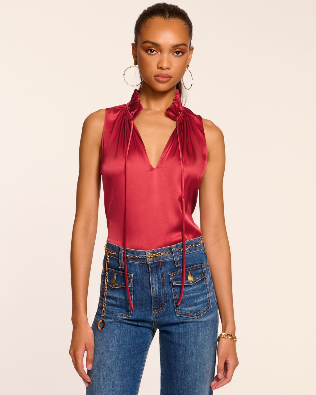 Non-Banded Sleeveless Tie-Detail Top