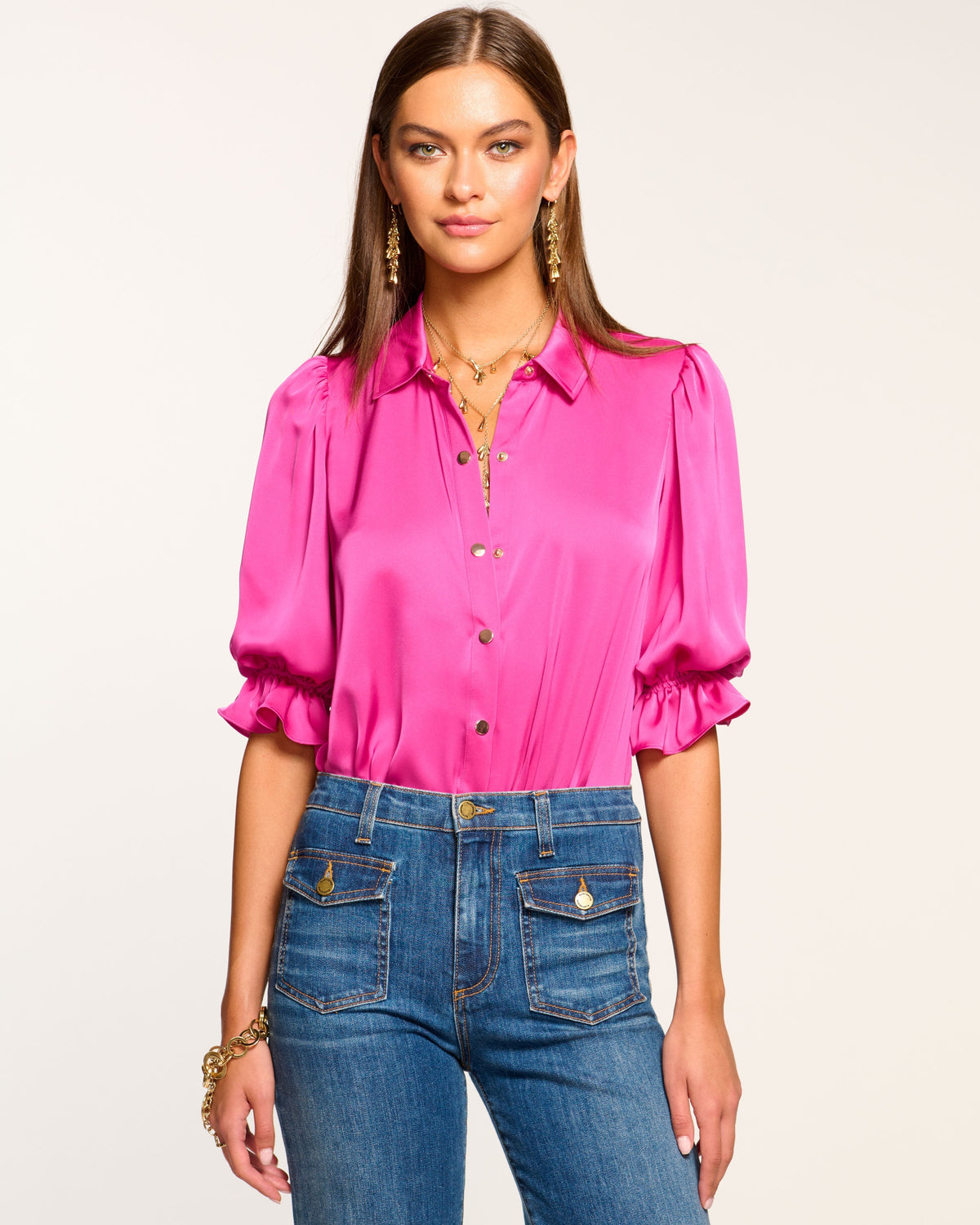 High Collar Satin Bodysuit for Date Night