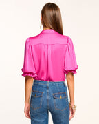 High Collar Satin Bodysuit for Date Night
