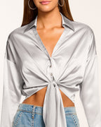 Silk Crop Top for High-Waisted Trousers