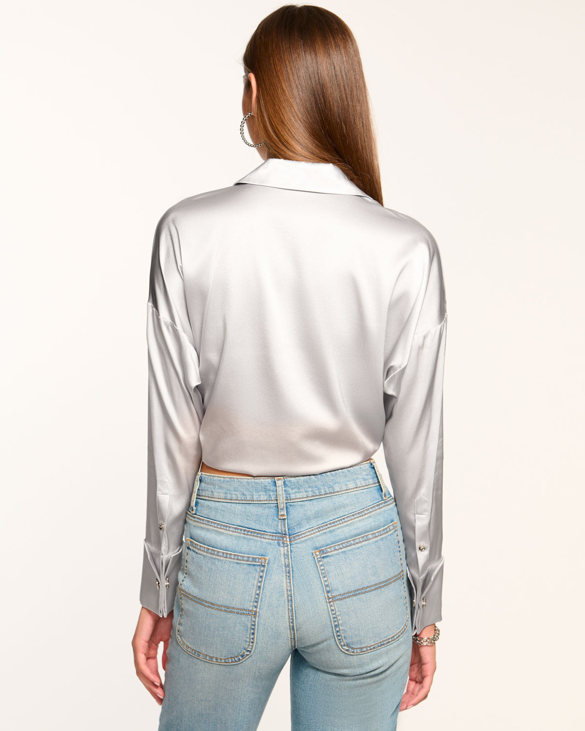 Silk Crop Top for High-Waisted Trousers