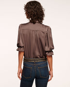 High Collar Satin Bodysuit for Date Night