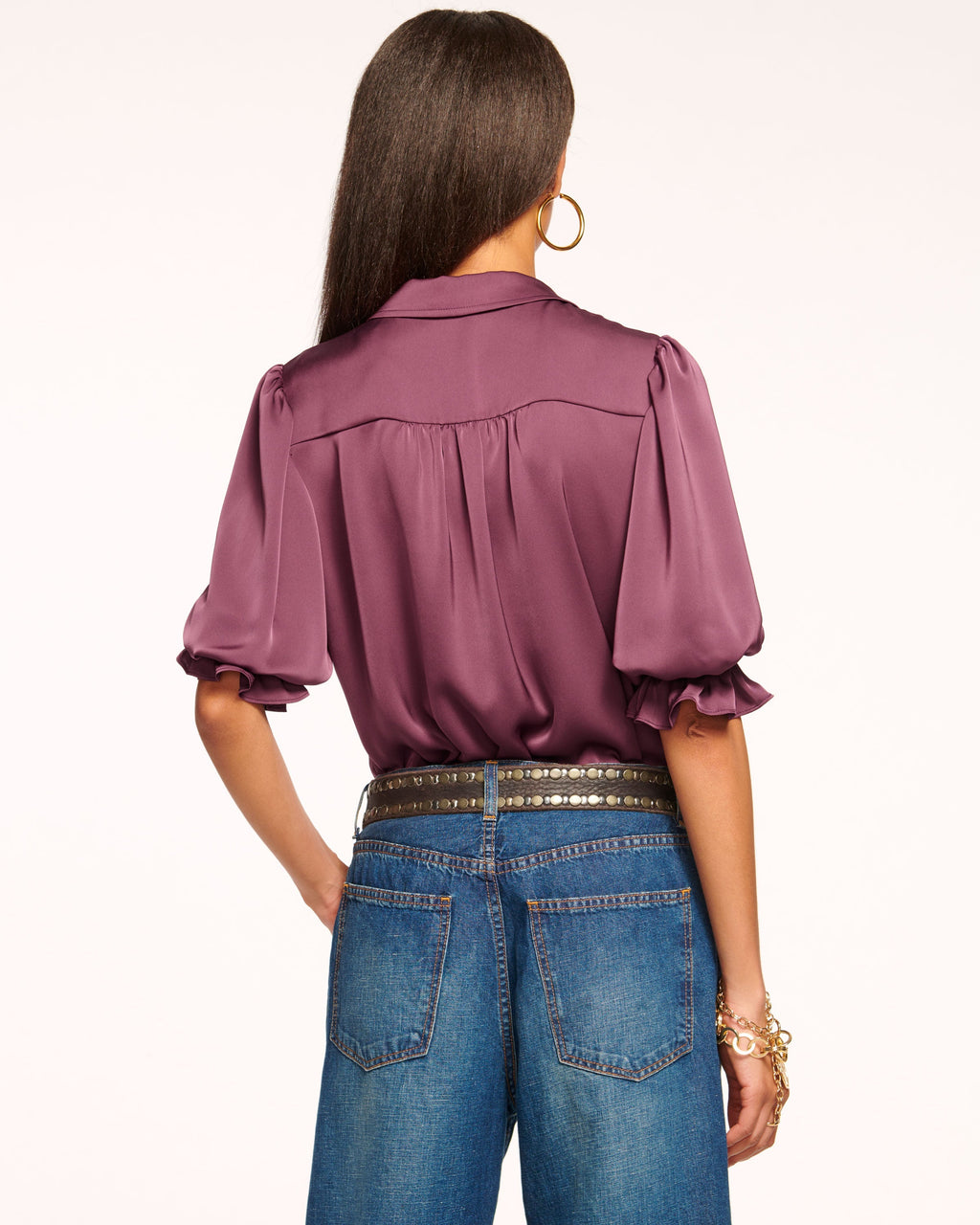 High Collar Satin Bodysuit for Date Night