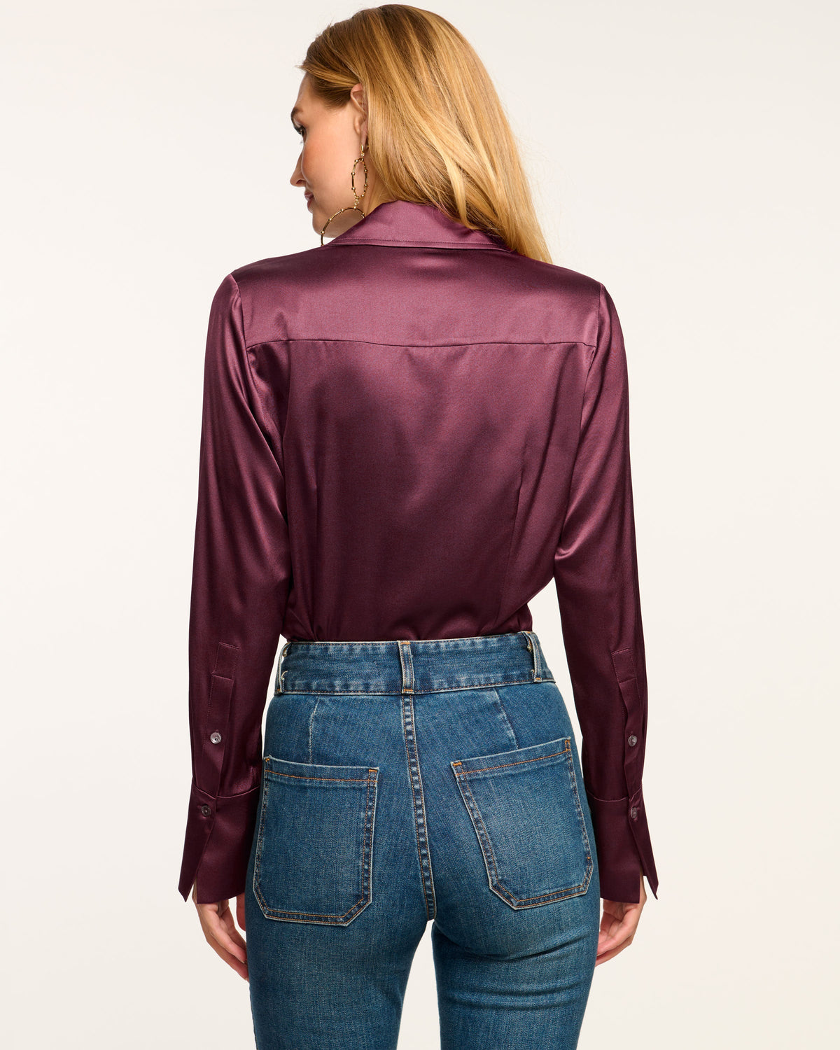 Elevated Silky Button-Up Blouse with Stretch