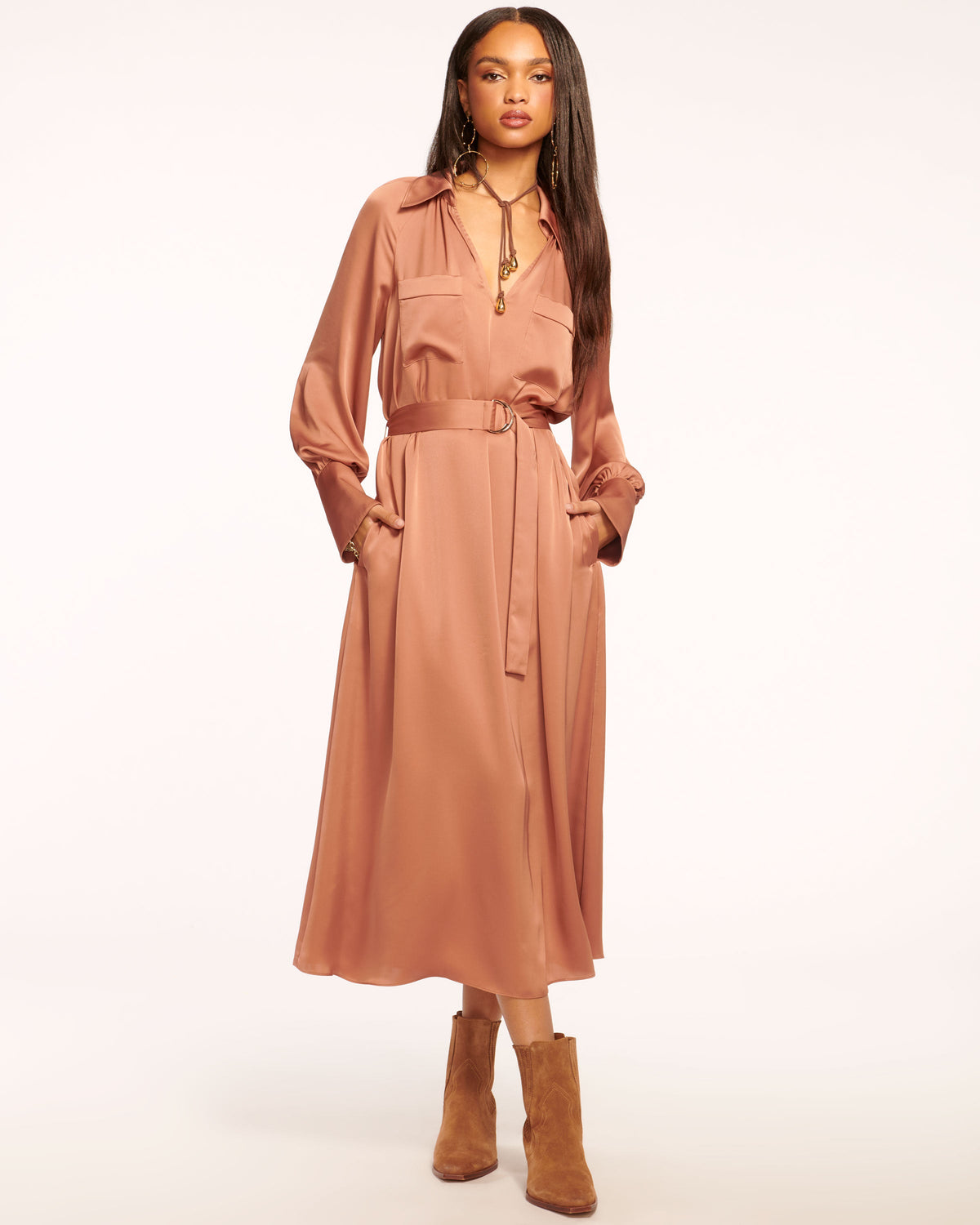 V-Neck Cinch Dress