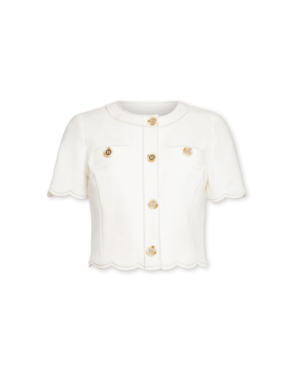 Comfortable Contrast Embroidered Button-Up Top