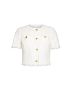 Comfortable Contrast Embroidered Button-Up Top