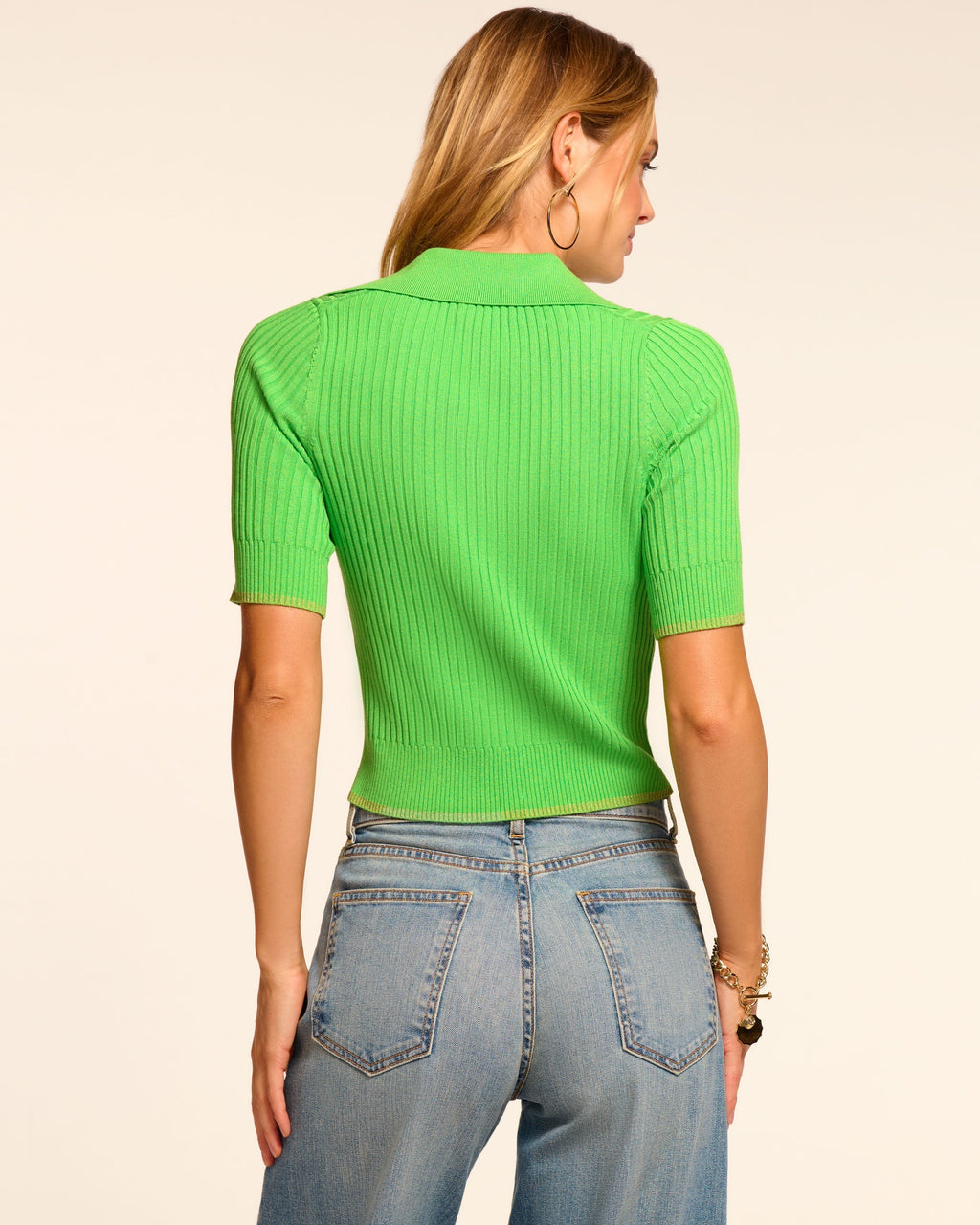 Metallic Trimmed V-Neck Sweater