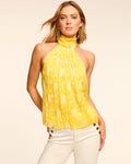 ‌Embroidered Chiffon Halter Necklace Dress