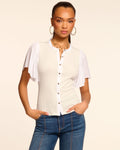 Delicate Flutter Sleeve Ribbed Knit Top
