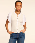 Delicate Flutter Sleeve Ribbed Knit Top