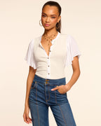 Delicate Flutter Sleeve Ribbed Knit Top