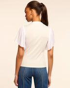 Delicate Flutter Sleeve Ribbed Knit Top