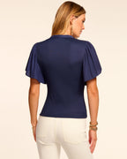 Delicate Flutter Sleeve Ribbed Knit Top