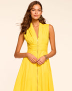 Smocked V-Neck Midi Dress