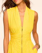Smocked V-Neck Midi Dress