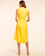 Smocked V-Neck Midi Dress