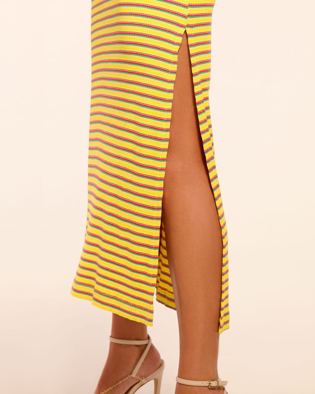 Sleek Side Slit Ribbed Knit Dress