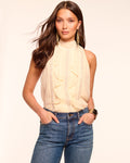 ‌Sleeveless Ruffle Mock Neck Top