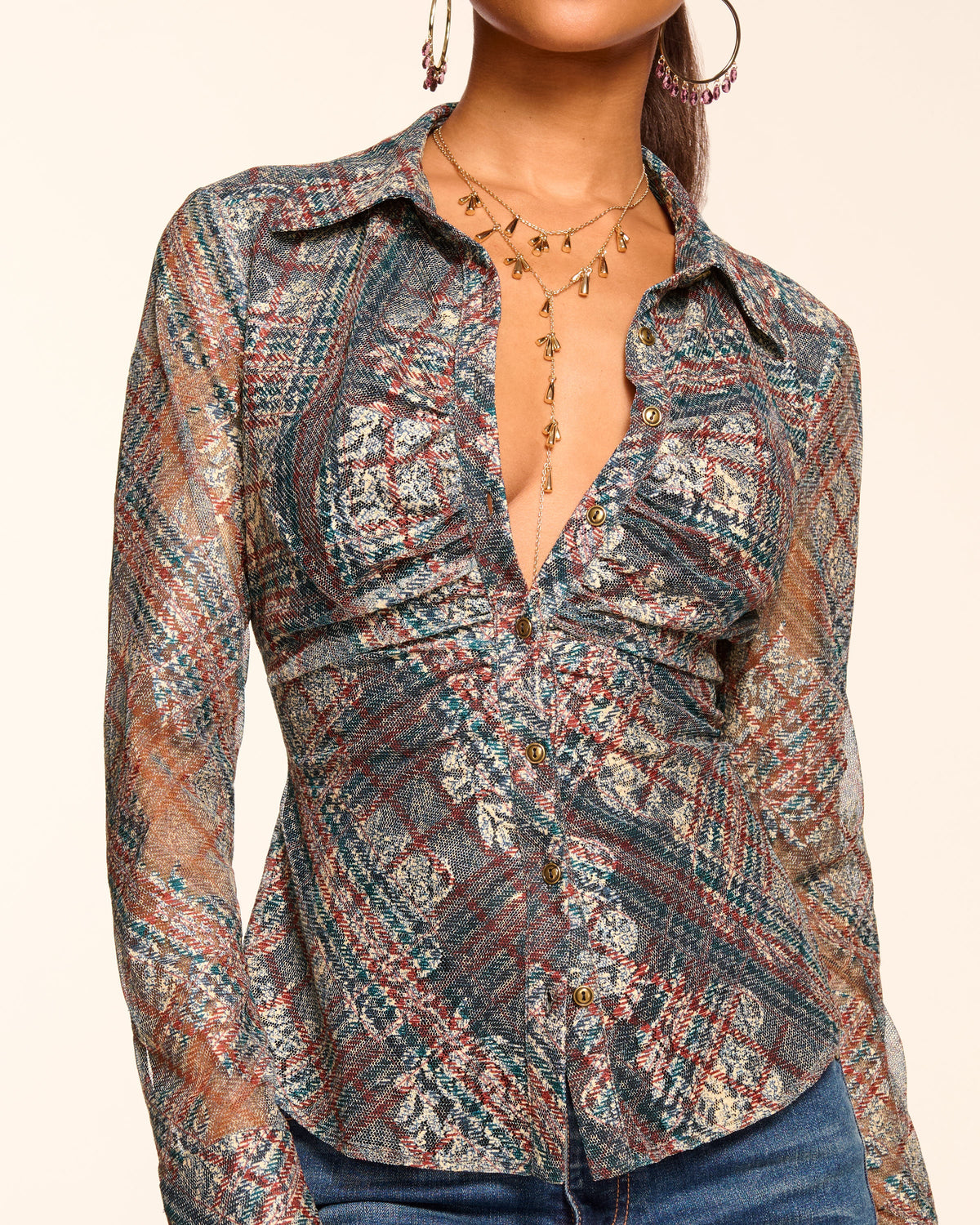 Fall Fabulousness Tartan Mesh Top