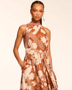 Shadow Floral High-Neck Dress