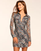 Mini Mesh Lace Fitted Midi Dress