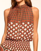 Gold Button Sleeveless Vintage Dress