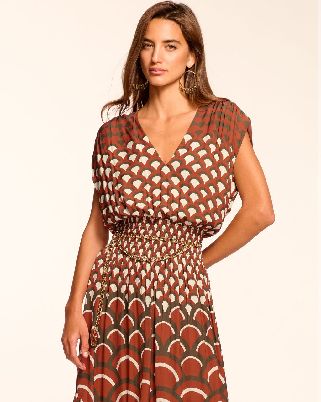 Retro Print Blouson Dress